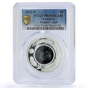 Australia 1 dollar Wombat Opal Wildlife Fauna PR 69 PCGS silver coin 2012
