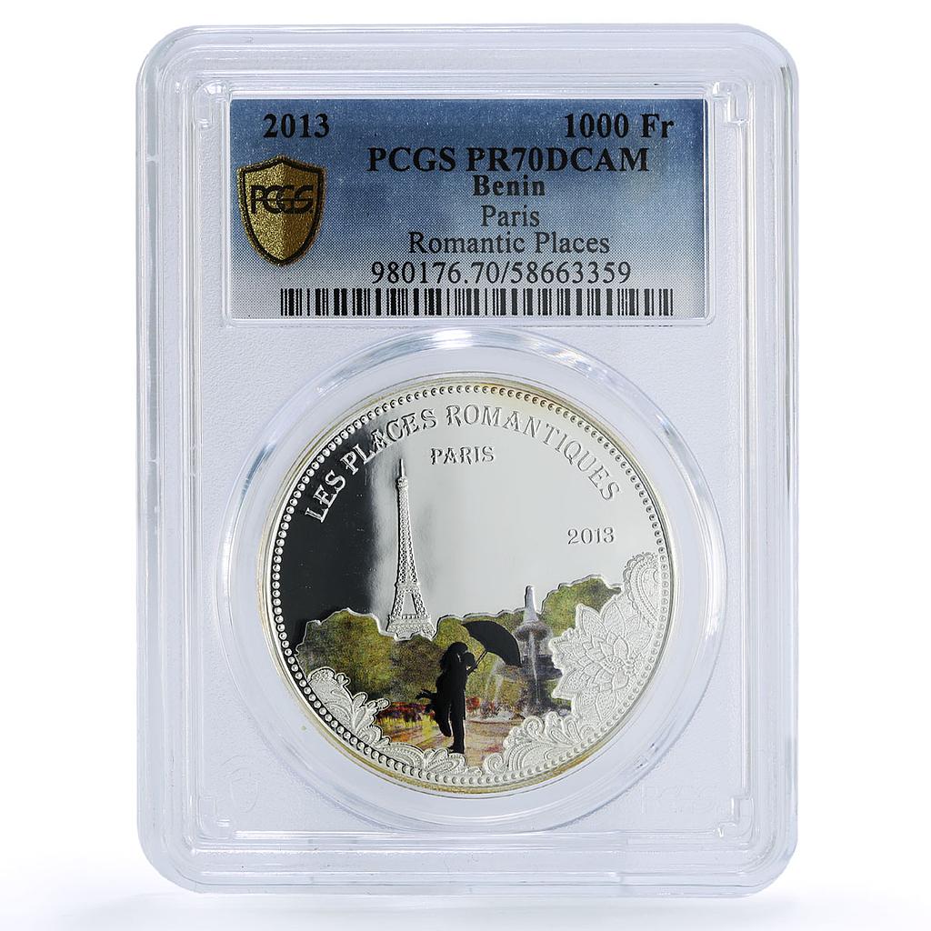 Benin 1000 francs Paris France Eiffel Tower Romantic PR 70 PCGS silver coin 2013