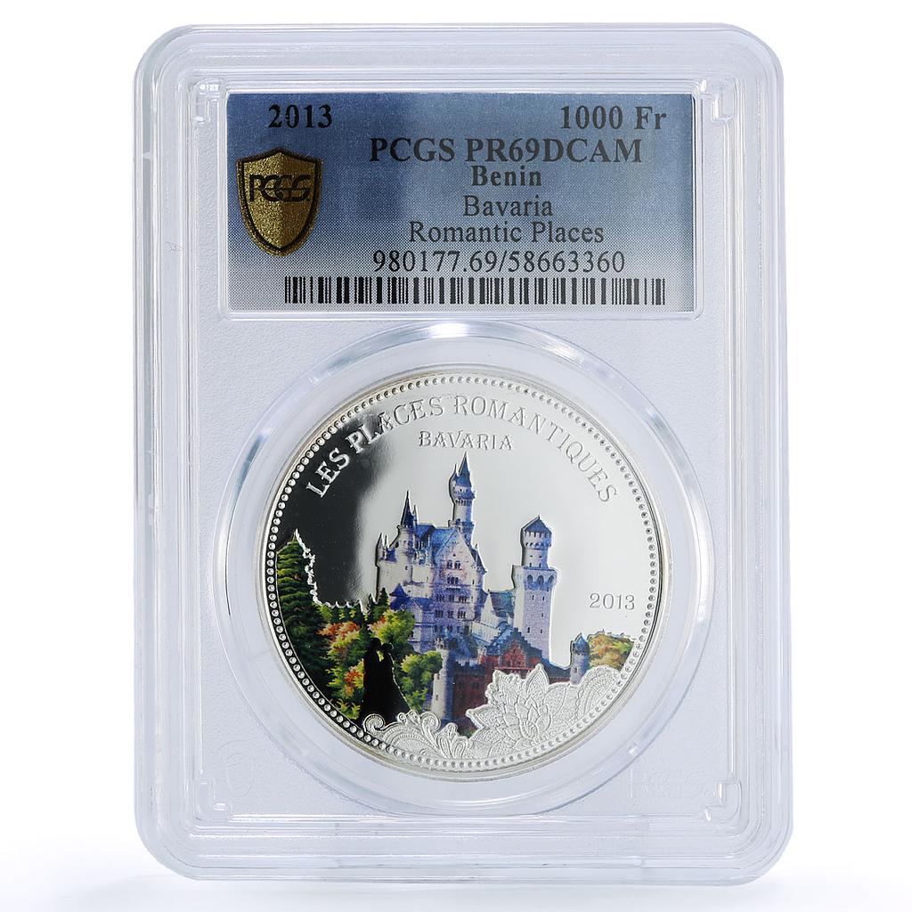 Benin 1000 francs Bavaria Neuschwanstein Romantic PR 69 PCGS silver coin 2013