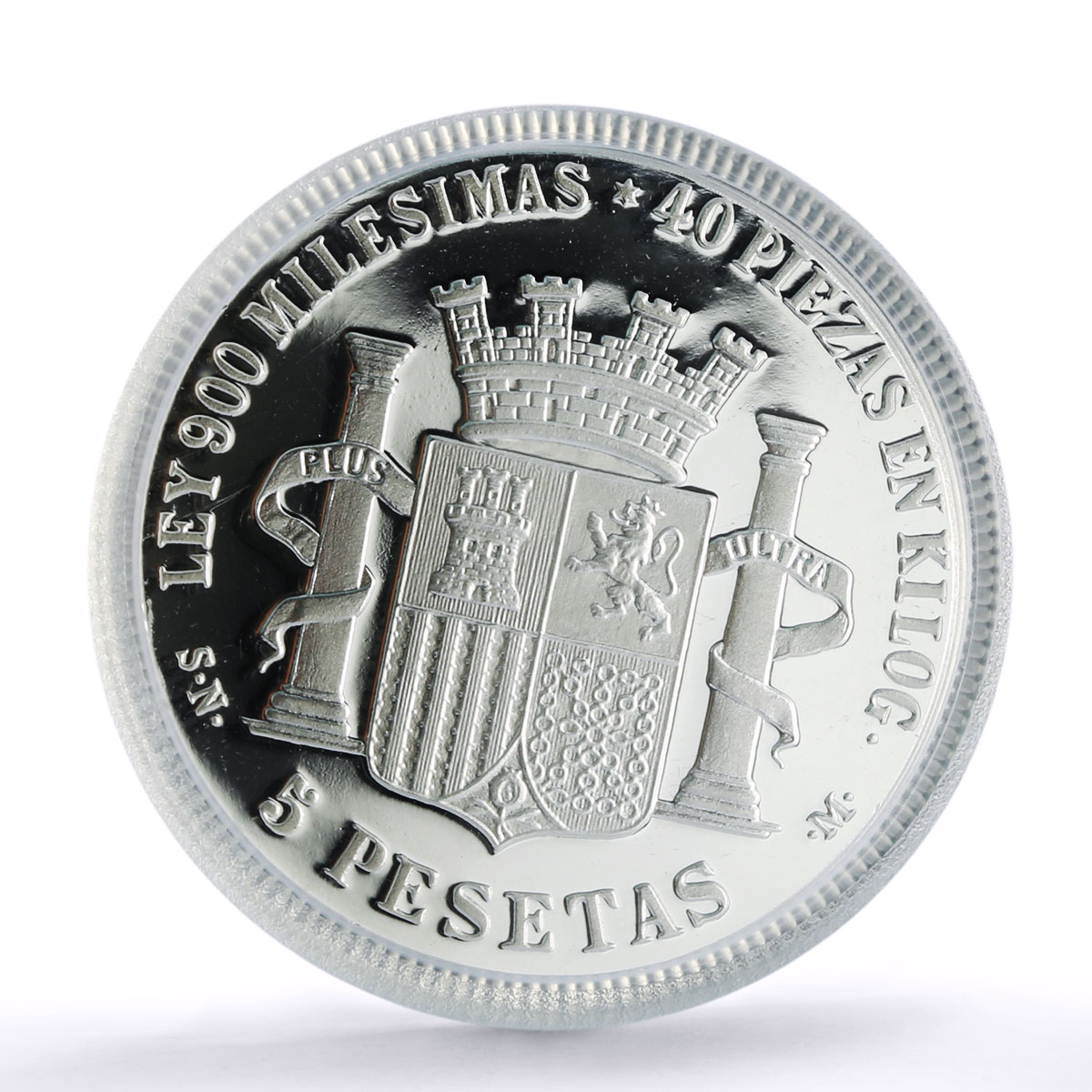 Spain Provisional 5 Pesetas Restrike Replica 1870 SP 68 PCGS silver token 2020