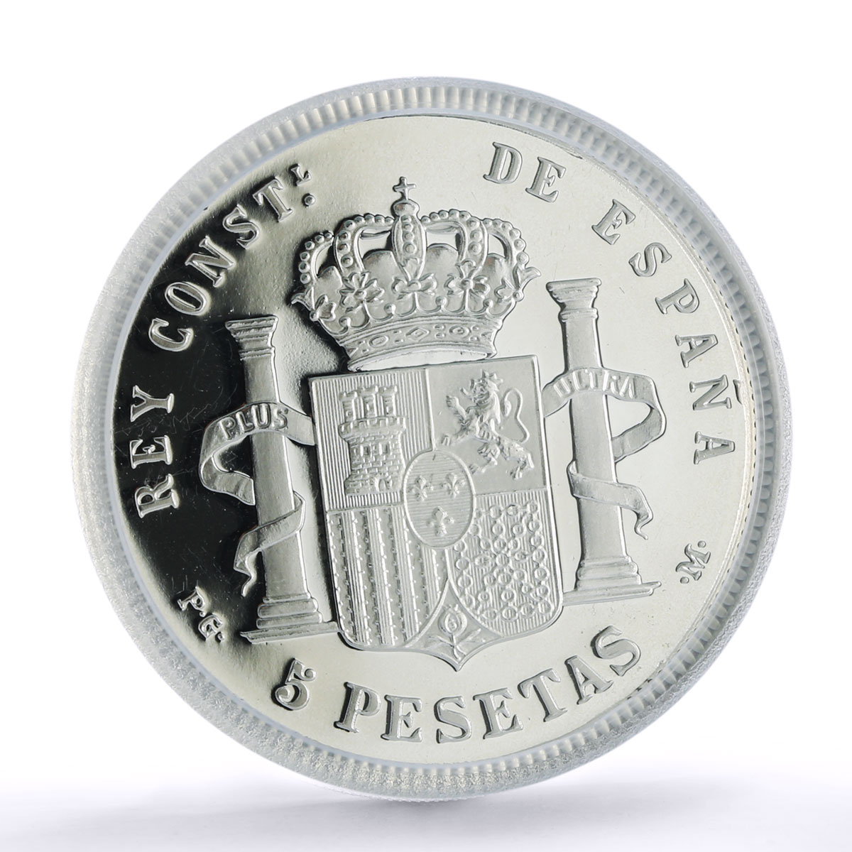 Spain Alfonso XIII 5 Pesetas Restrike Replica 1892 SP 69 PCGS silver token 2020