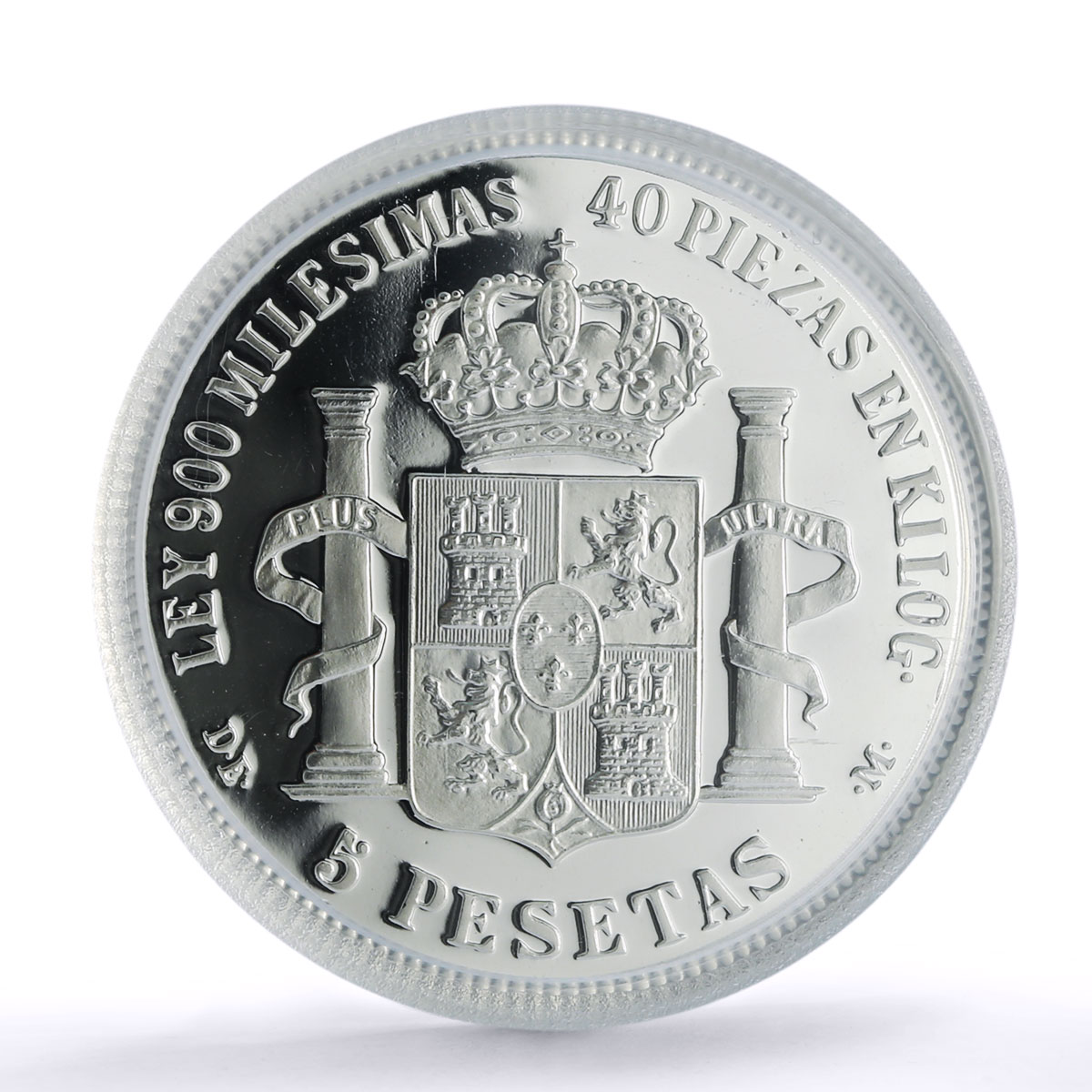 Spain Alfonso XII 5 Pesetas Restrike Replica 1875 SP 68 PCGS silver token 2020