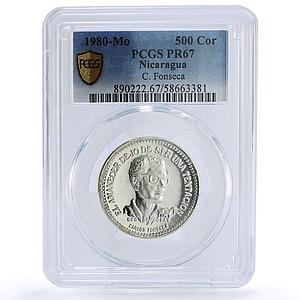 Nicaragua 500 cordobas Carlos Fonseca Revolutionary PR 67 PCGS silver coin 1980