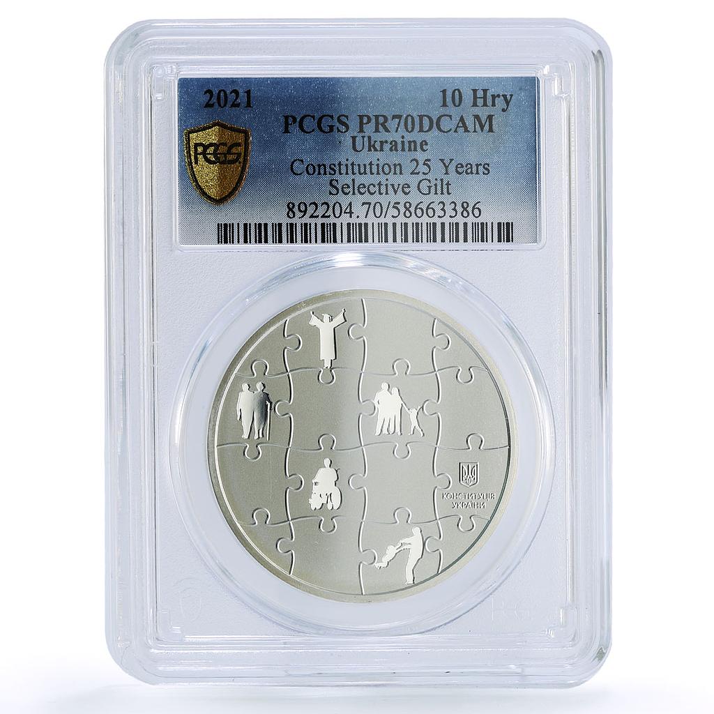 Ukraine 10 hryvnias Constitution Rebirth Statehood PR 70 PCGS silver coin 2021
