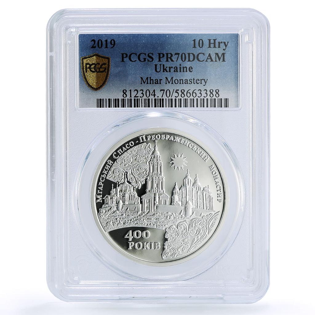 Ukraine 10 hryvnias Mhar Monastery Church Religion PR 70 PCGS silver coin 2019