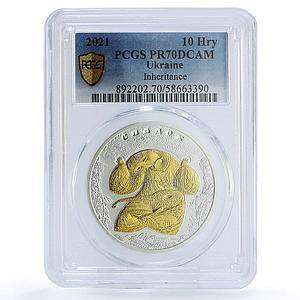 Ukraine 10 hryvnias Inheritance Gilt Traditions PR 70 PCGS silver coin 2021
