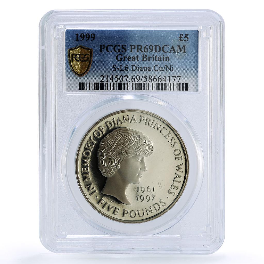 Great Britain 5 pounds Princess Diana Wales In Memory PR 69 PCGS CuNi coin 1999