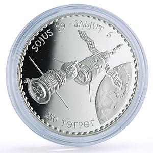 Mongolia 250 togrog Soyuz 39 Salyut 6 Satellites Space proof silver coin 1994
