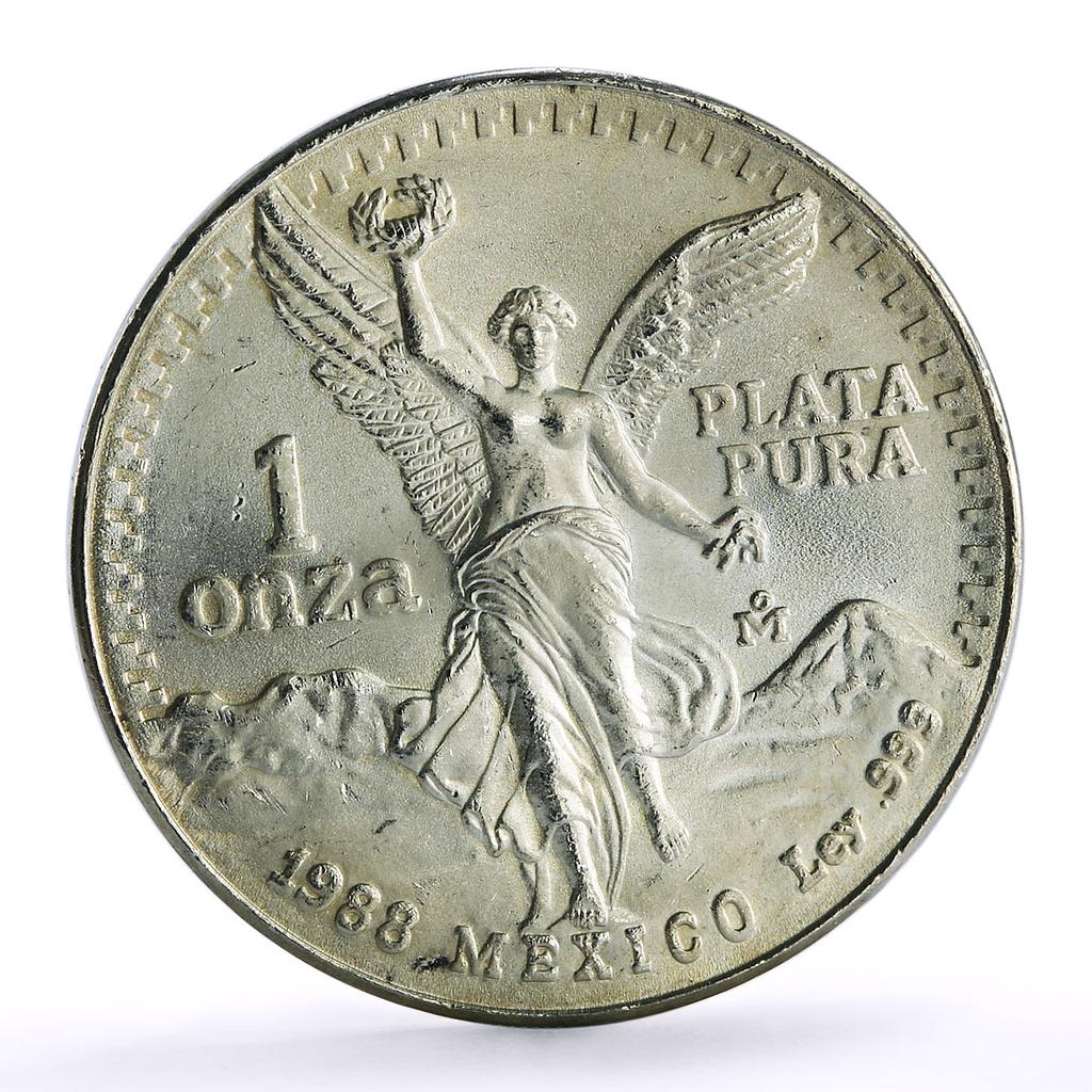 Mexico 1 onza Libertad Angel of Independence silver coin 1988