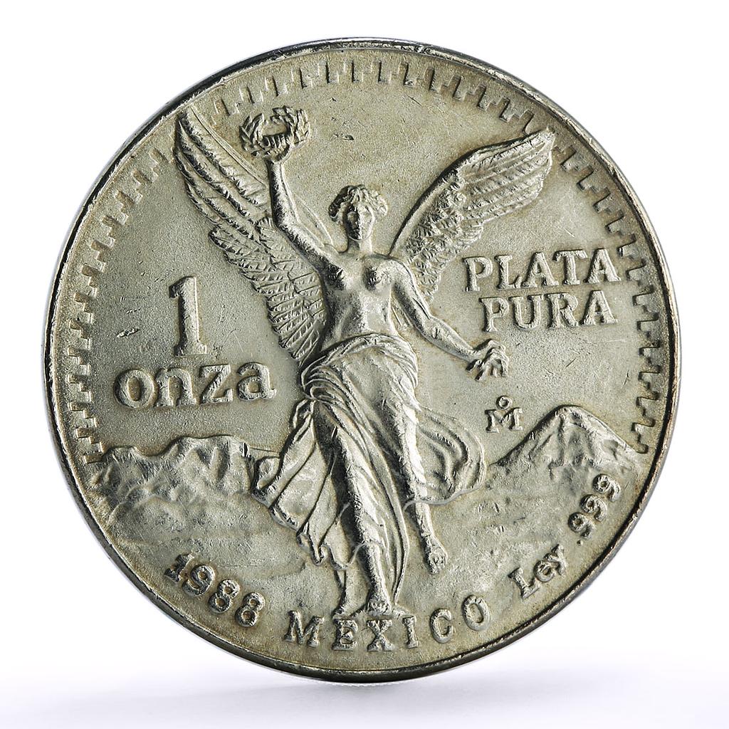 Mexico 1 onza Libertad Angel of Independence silver coin 1988