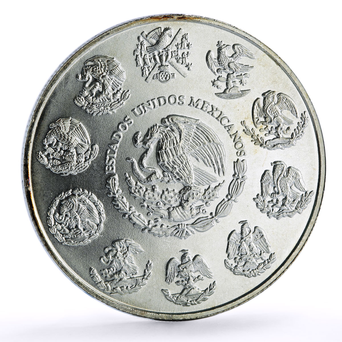 Mexico 1 onza Libertad Angel of Independence Rainbow Patina silver coin 2001