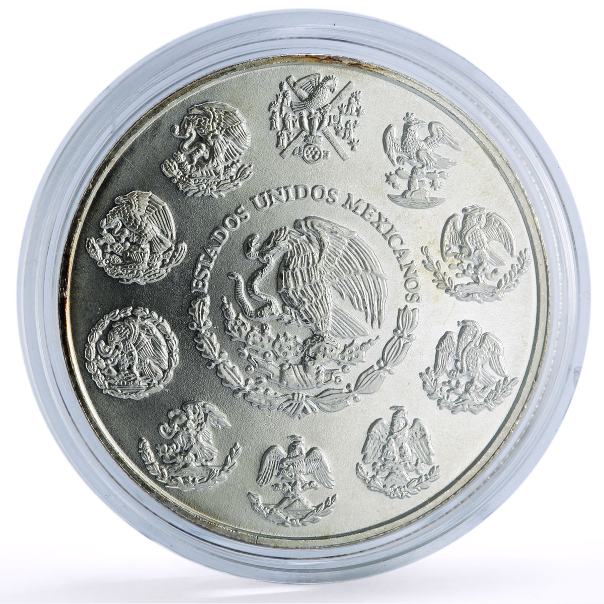 Mexico 1 onza Libertad Angel of Independence Rainbow Patina silver coin 2001