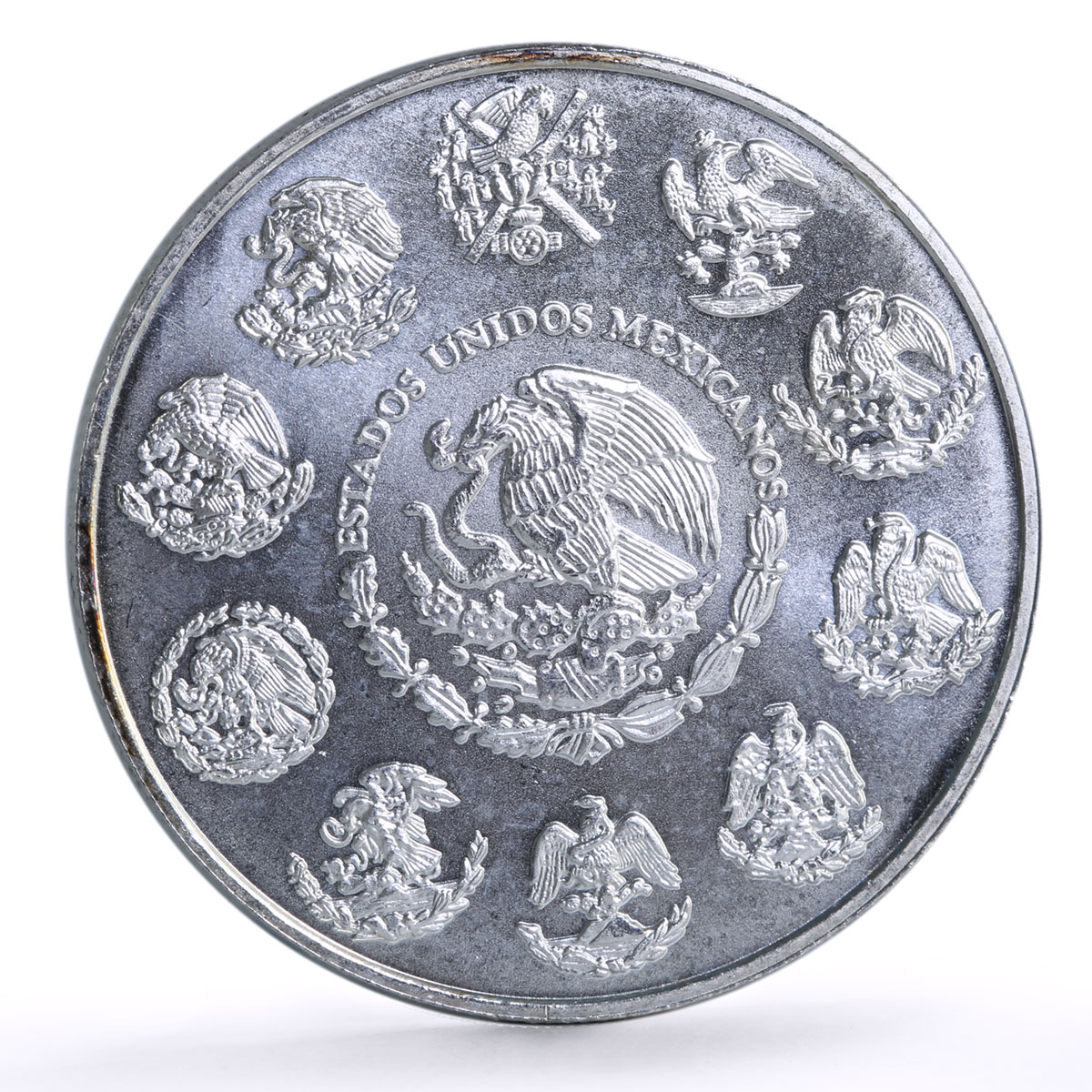 Mexico 1 onza Libertad Angel of Independence Rainbow Patina silver coin 2001