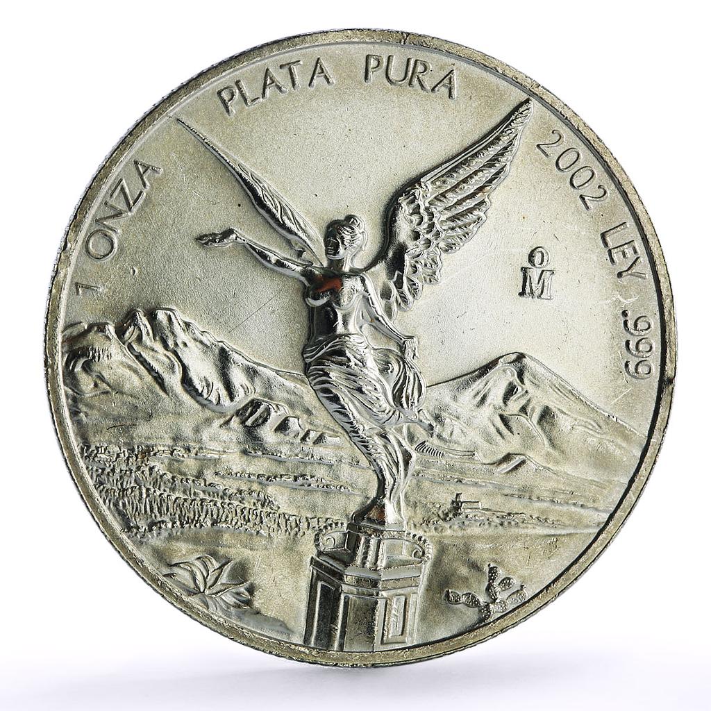 Mexico 1 onza Libertad Angel of Independence silver coin 2002