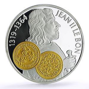 Netherlands 10 guldens John II Franc D Or A Cheval Gilt proof silver coin 2001