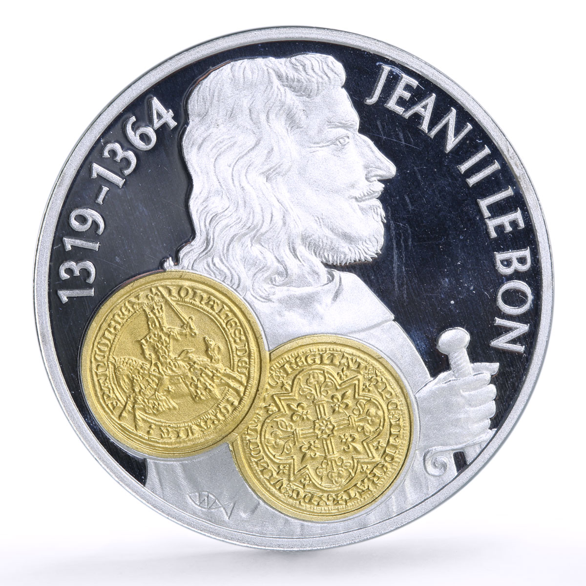 Netherlands 10 guldens John II Franc D Or A Cheval Gilt proof silver coin 2001