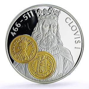 Netherlands 10 guldens Clovis I Tremissisfiorino D Oro proof silver coin 2001