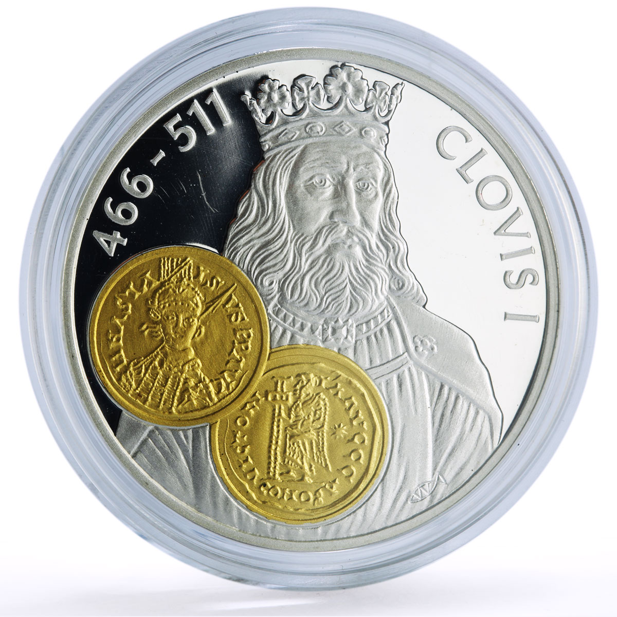 Netherlands 10 guldens Clovis I Tremissisfiorino D Oro proof silver coin 2001
