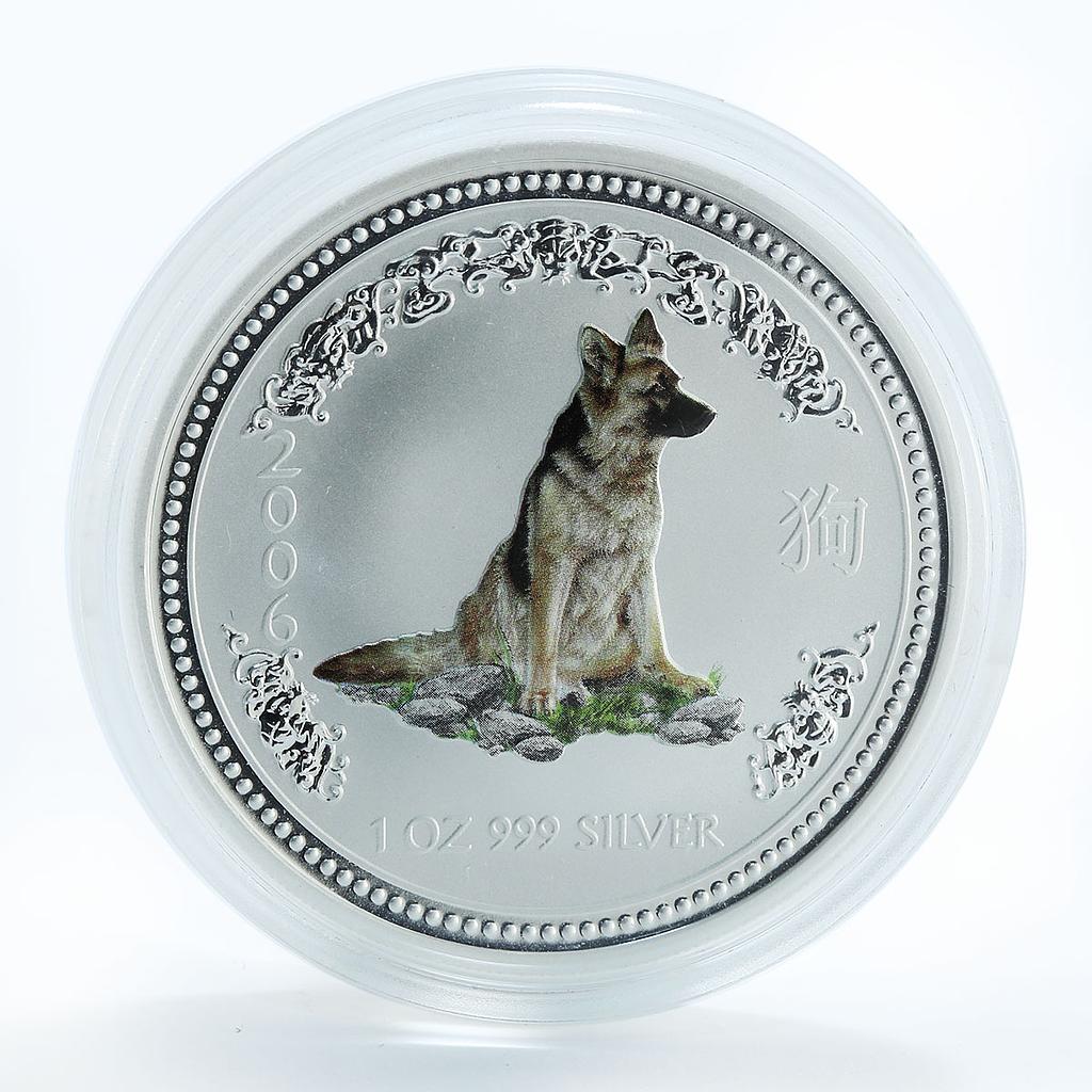 Australia 1 dollar Year of the Dog Lunar Series I 1 Oz Silver Coloured Coin 2006