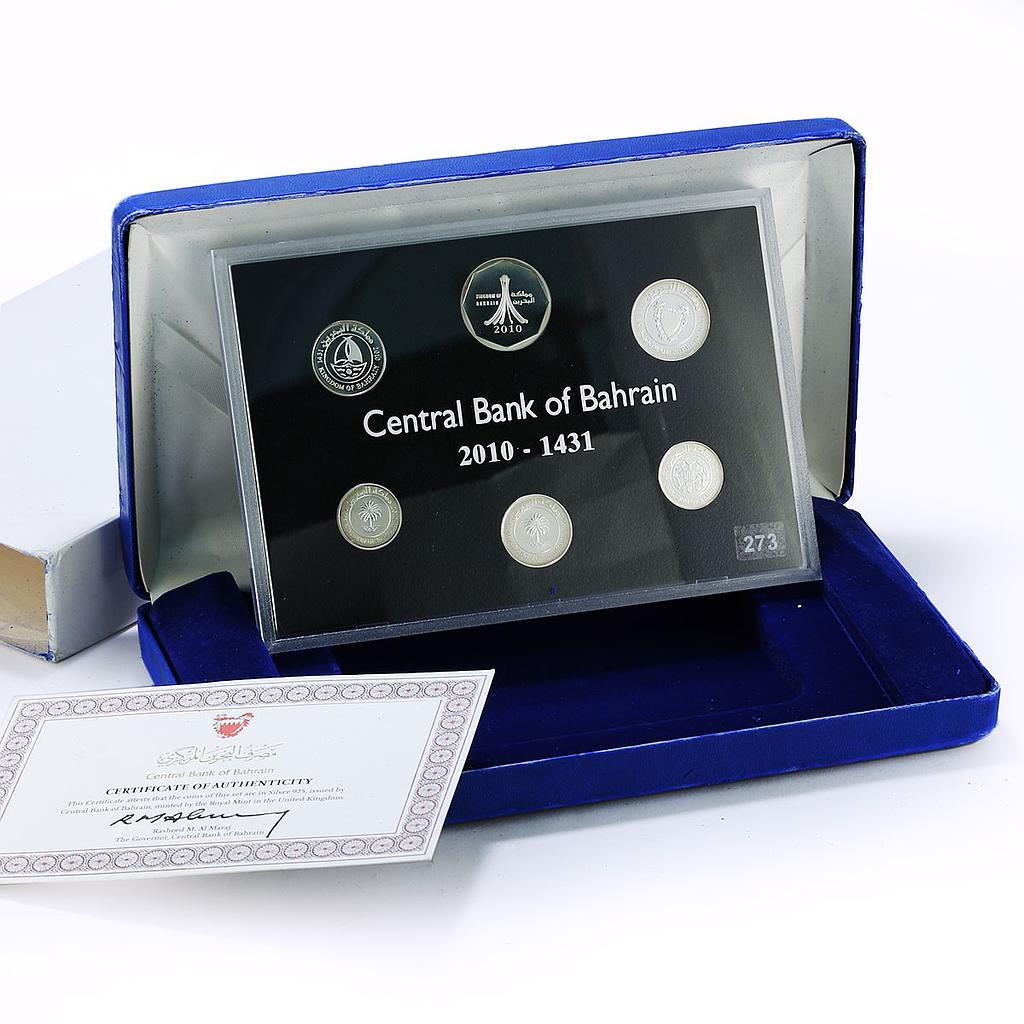 Bahrain 500 100 50 25 10 5 fils Set Republic Commemorative PR silver coins 2010