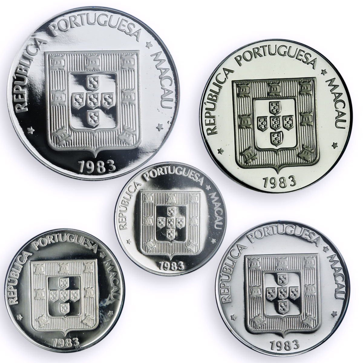 China Macau Various Set Portugal Colony Coinage silver coins 1983