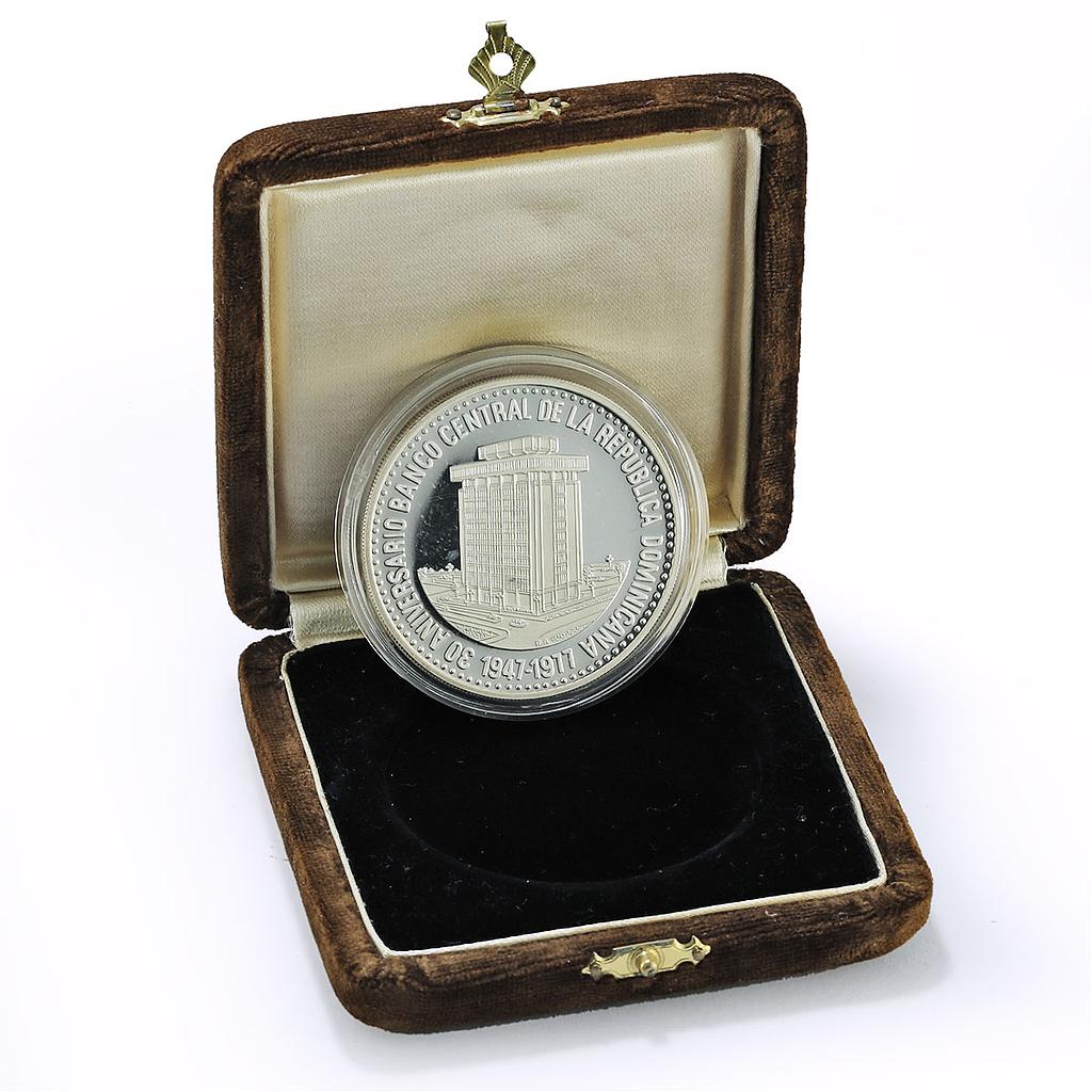 Dominican Republic 30 pesos Central Bank 30th Anniversary proof silver coin 1977
