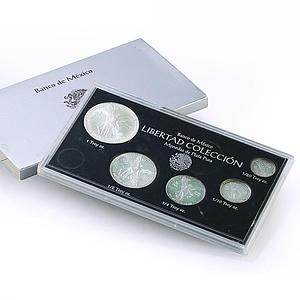Mexico Various Onzas Set Libertad Angel of Independence BU silver coins 1992