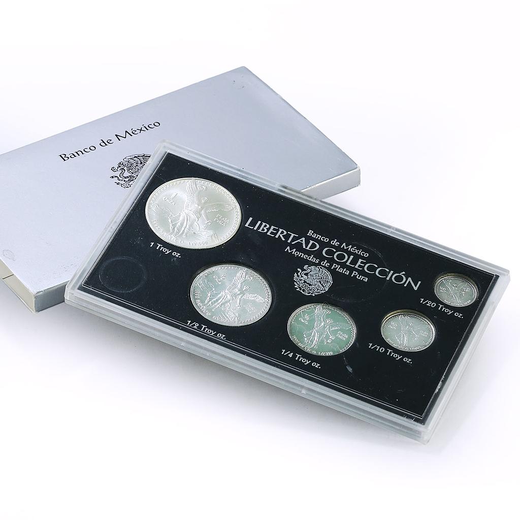 Mexico Various Onzas Set Libertad Angel of Independence BU silver coins 1992