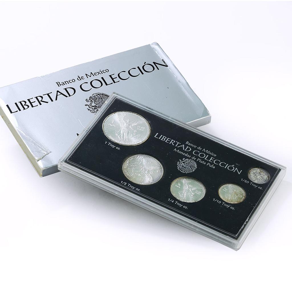 Mexico Various Onzas Set Libertad Angel of Independence BU silver coins 1994