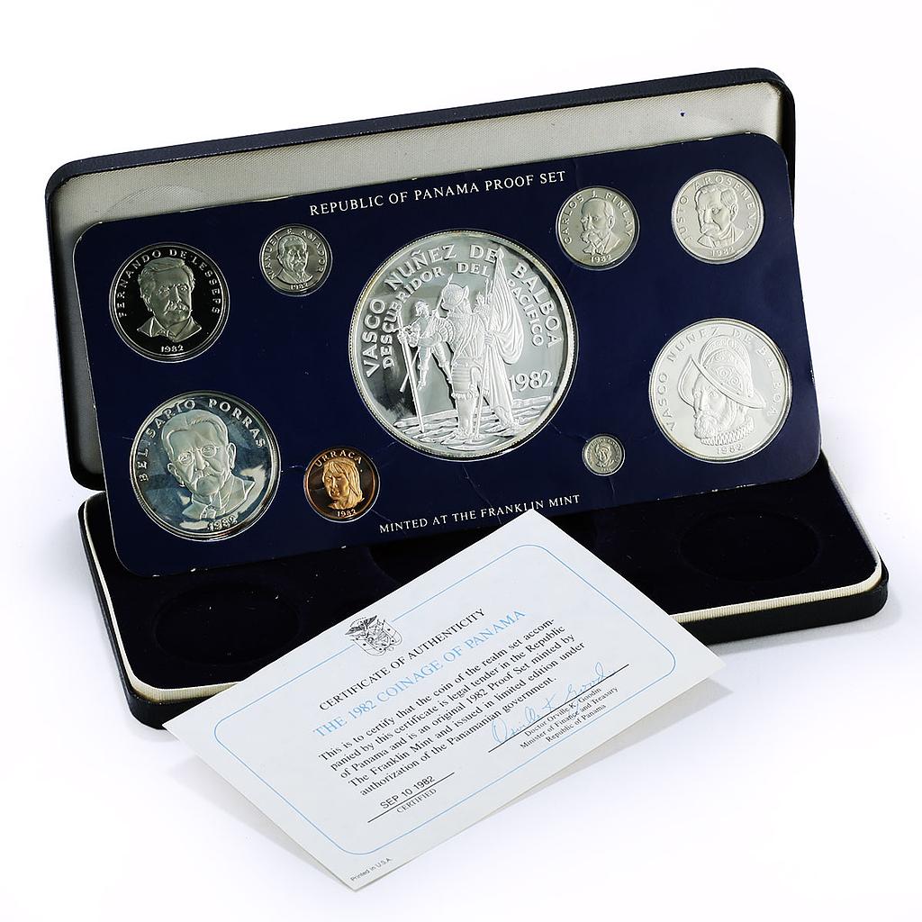 Panama Various Set Republic Balboa Pacific Discovery proof silver coins 1982