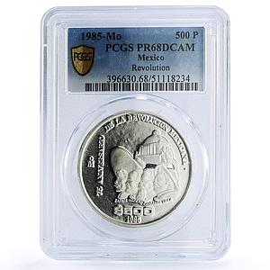 Mexico 500 pesos 1910 Revolution History Politics PR68 PCGS silver coin 1985
