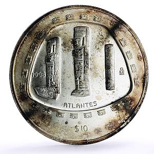 Mexico 10 pesos Atlantes Precolombina Toltec 5 oz silver coin 1998