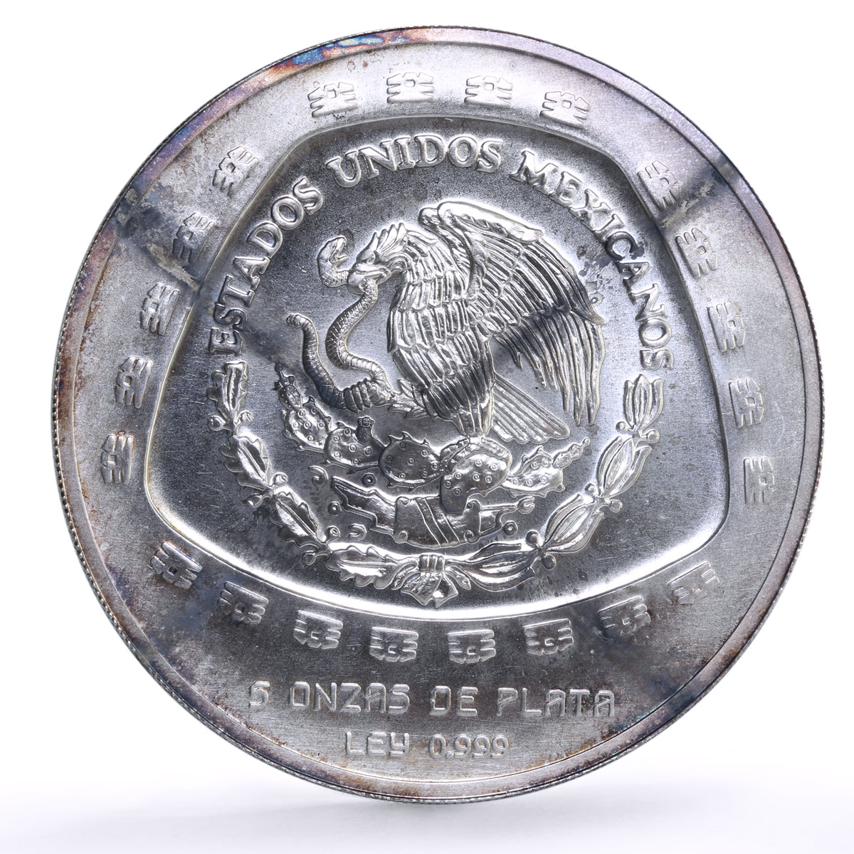 Mexico 10 pesos Atlantes Precolombina Toltec 5 oz silver coin 1998 Mexico 10 pesos Atlantes Precolombina Toltec 5 oz silver coin 1998