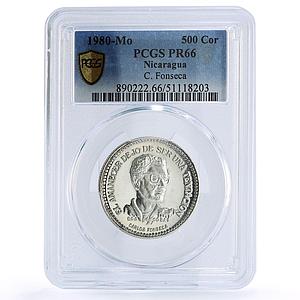 Nicaragua 500 cordobas Fonseca Revolutionary History PR66 PCGS silver coin 1980