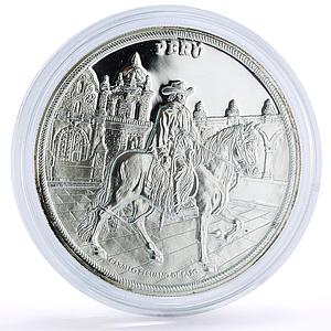 Peru 1 sol Chalan Rider Ibero-American Man Horse Hombre Caballo silver coin 2000