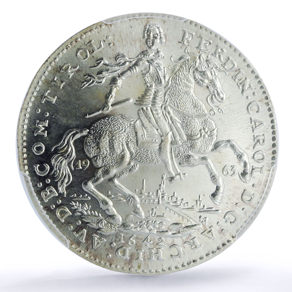 Austria 2 ducat Ferdinand Karl 1642 Restrike X#M29a MS 66 PCGS silver coin 1963