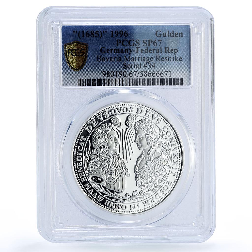 Germany Bavaria 1 gulden Marriage 1685 Restrike SP 67 PCGS silver coin 1996