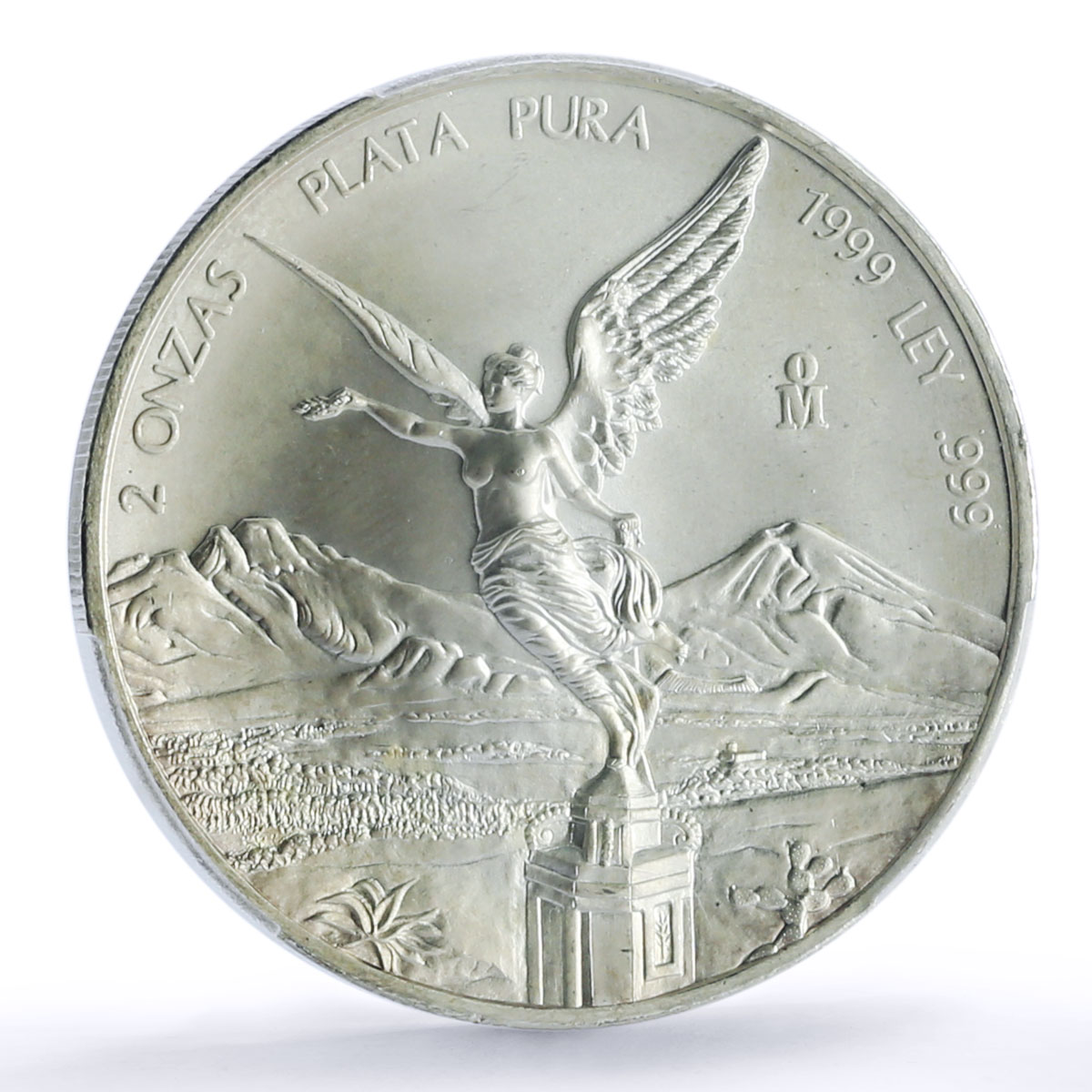 Mexico 2 onzas Libertad Angel of Independence KM-614 MS 67 PCGS silver coin 1999