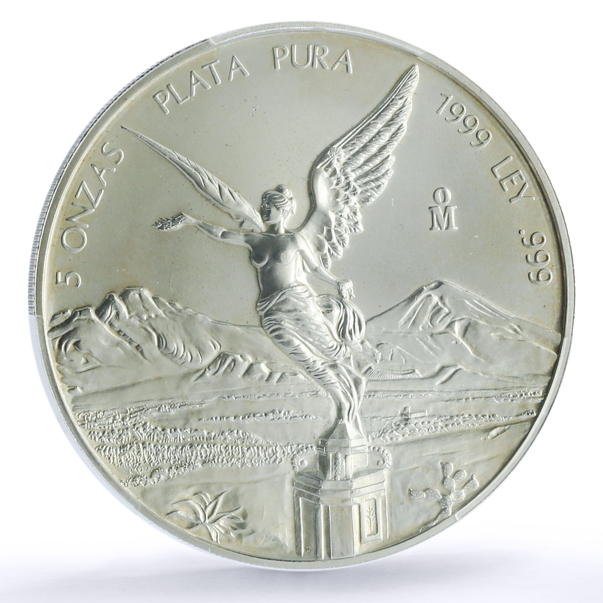Mexico 5 onzas Libertad Angel of Independence KM-615 MS 66 PCGS silver coin 1999
