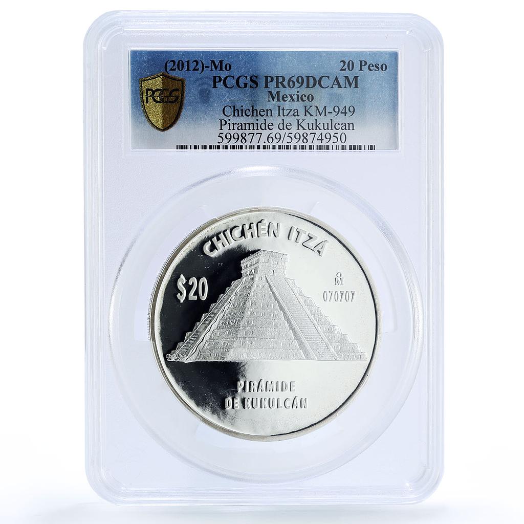 Mexico 20 pesos Pyramid Kukulcan Chichen Itza KM-945 PR 69 PCGS silver coin 2012