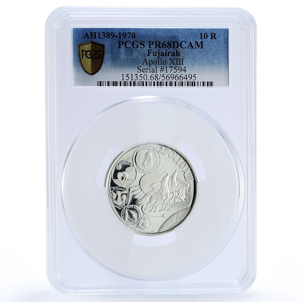 Fujairah 10 riyals Apollo 13 Moon Landing Space PR 68 PCGS silver coin 1970