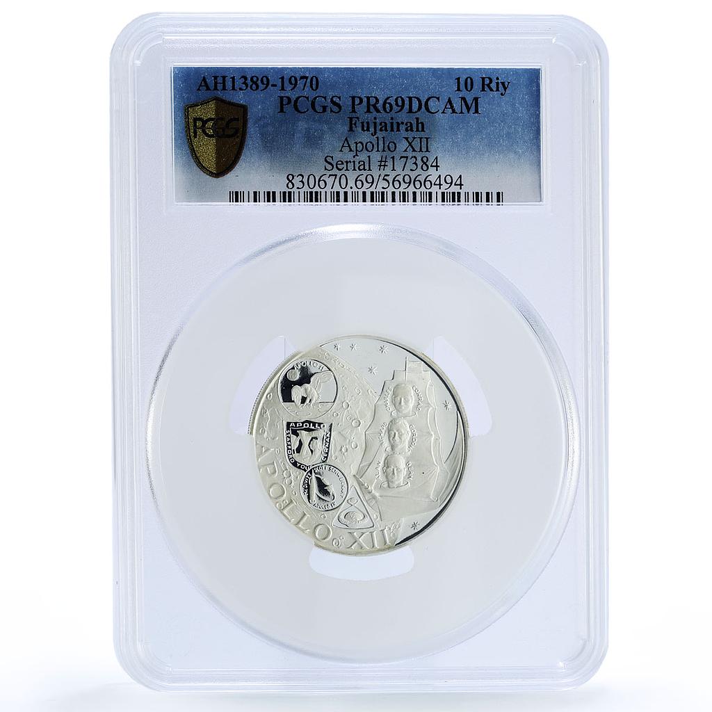 Fujairah 10 riyals Apollo 12 Moon Landing Space PR 69 PCGS silver coin 1970