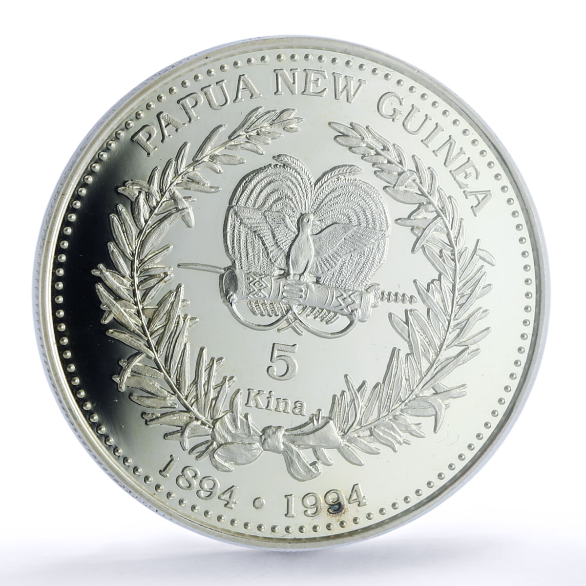 Papua New Guinea 5 kina Coinage Centennial KM-37 Bird PR 69 PCGS silv. coin 1994