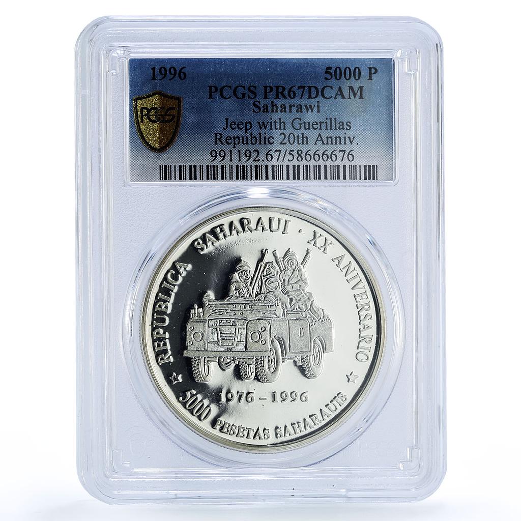 Saharawi 5000 pesetas Proclamation Republic Jeep Car PR 67 PCGS silver coin 1996