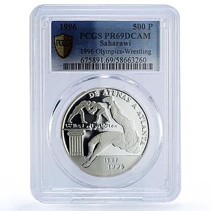 Saharawi 500 pesetas Wrestling Sydney Olympic Games PR 69 PCGS silver coin 1996