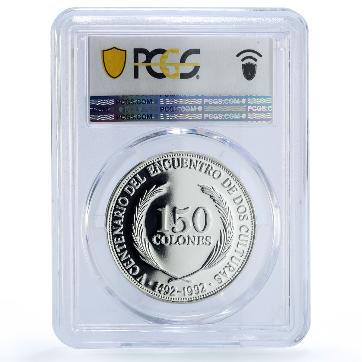 El Salvador 150 colones Discovery America KM-160 Ship MS 69 PCGS silv. coin 1992