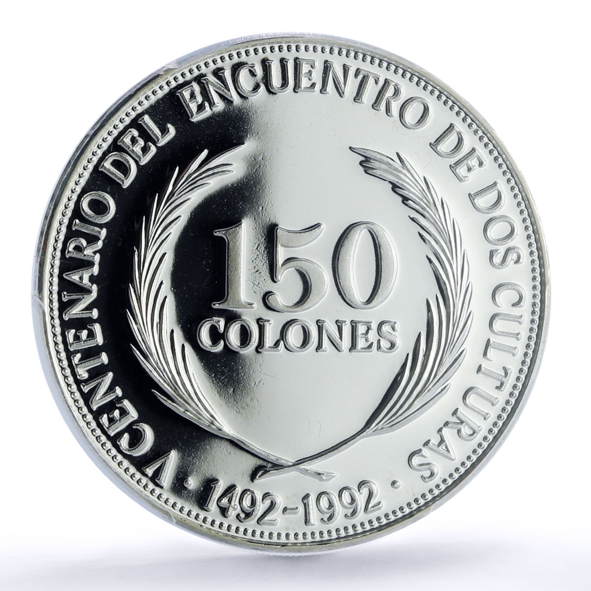 El Salvador 150 colones Discovery America KM-160 Ship MS 69 PCGS silv. coin 1992