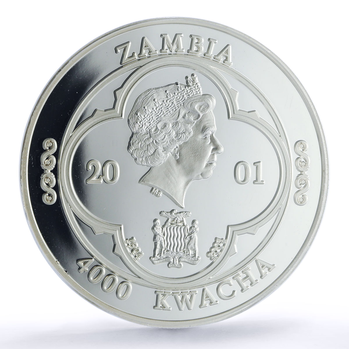 Zambia 4000 kwacha Queen Victoria History Politics PR 69 PCGS silver coin 2001