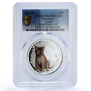 Australia 50 cents Dingo Bush Babies KM-1493 Fauna PR 69 PCGS silver coin 2011