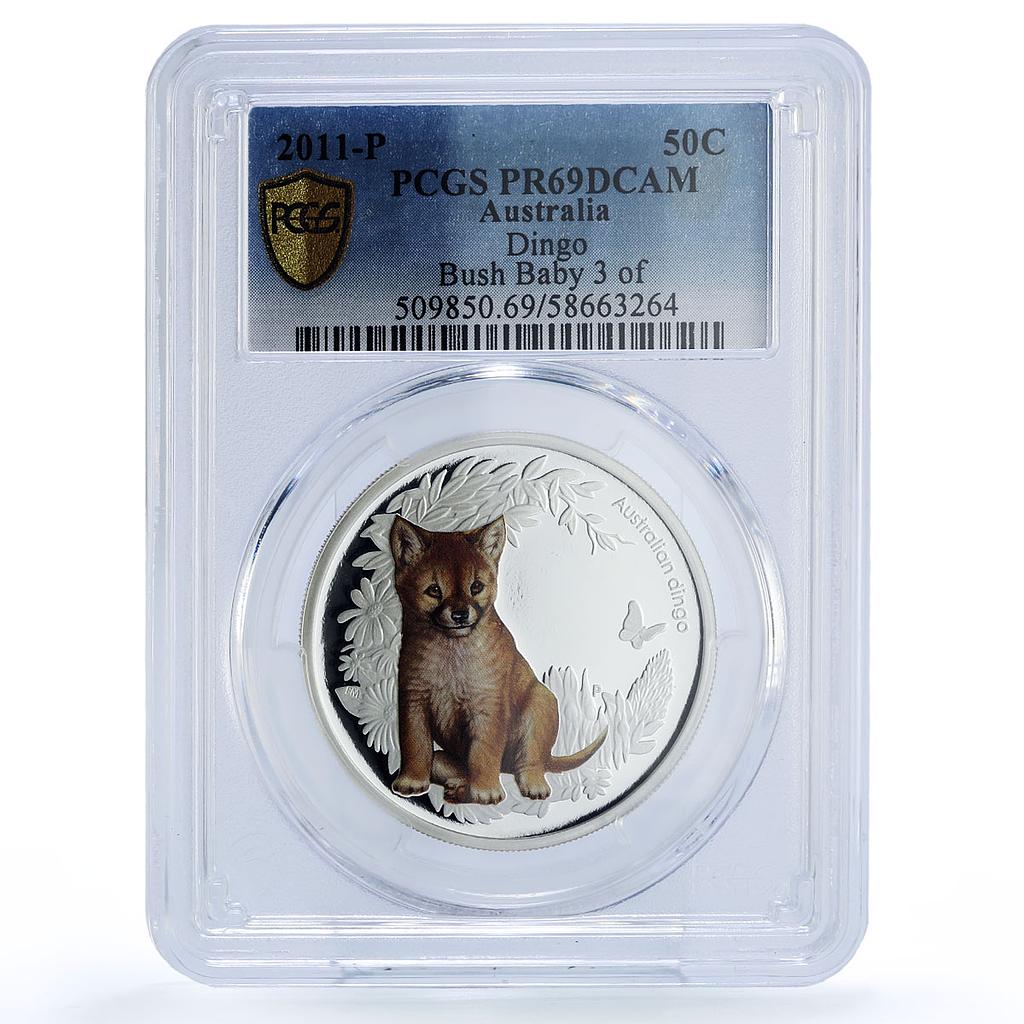 Australia 50 cents Dingo Bush Babies KM-1493 Fauna PR 69 PCGS silver coin 2011